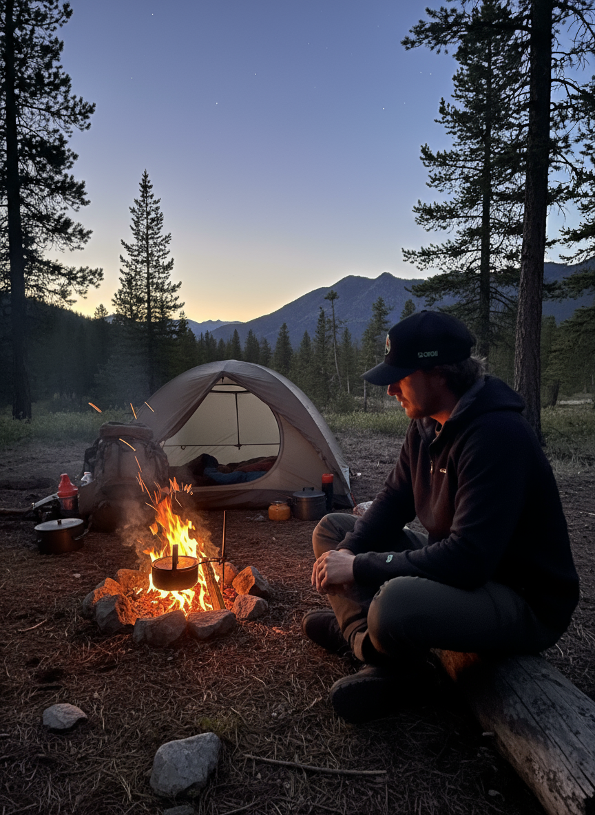 Frontier Snapback campfire moment